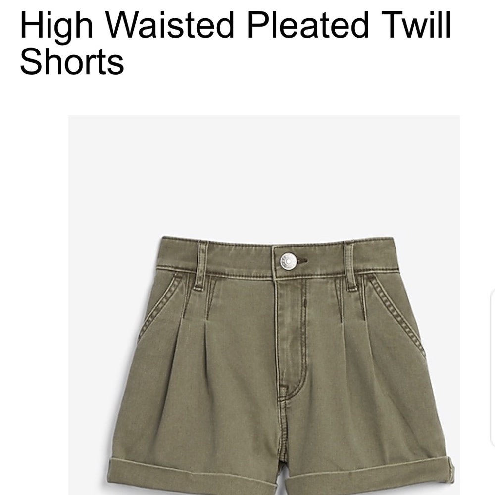 Express High Waisted, Pleated Mom Shorts Green